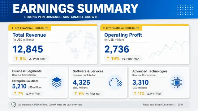 Corporate image example: Blue and White Corporate Financial Performance Poster