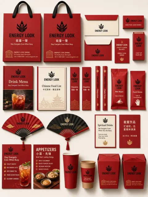 Food & Dining image example: Deep Crimson Restaurant Brand Identity Collateral