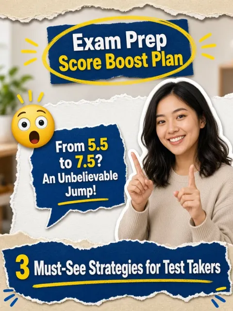 Paper Collage image example: Paper Collage Exam Prep Strategy Poster
