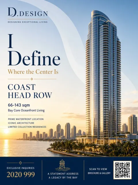 Editorial Poster image example: Bayfront Coastal Real Estate Luxury Poster
