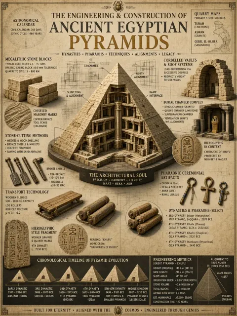 Ancient Egyptian Pyramid Construction Infographic Poster