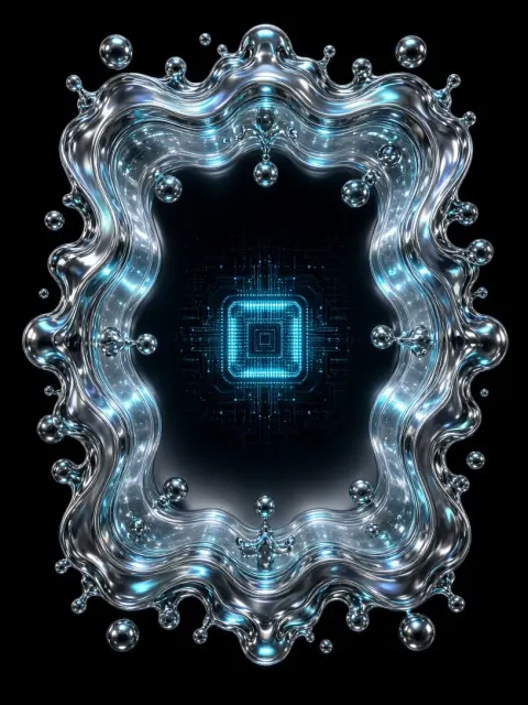Cybernetic image example: Liquid Metal Futuristic Cybernetic 3D Frame