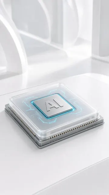 Minimalist Tech image example: Futuristic Minimalist White AI Microchip Background
