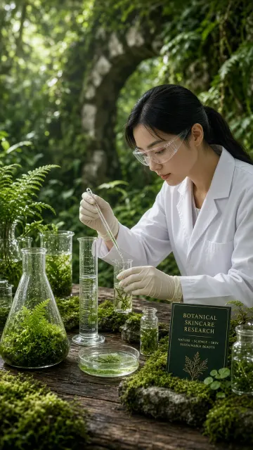 glassware image example: Botanical Skincare Forest Laboratory Campaign