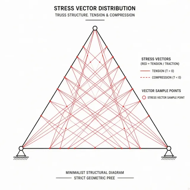 Vector Graphics image example: Minimalist Engineering Triangle Stress Analysis Diagram