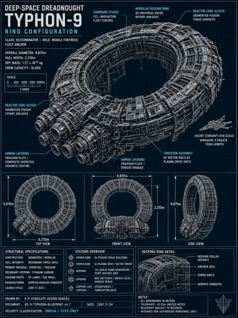 Megastructure image example: Ring Starship Mechanical Engineering Blueprint