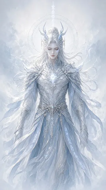 Ice Blue Dragon Warrior Minimalist Character Illustration