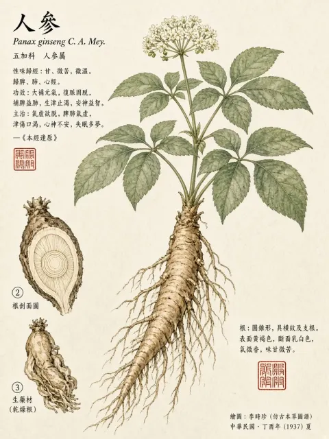 Botanical Watercolor Chinese Herb Illustration