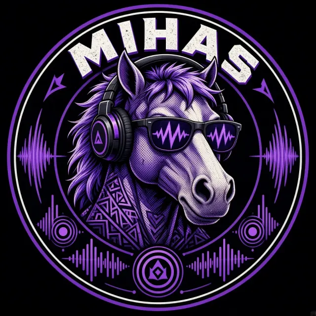 Vector Graphic image example: Comic Style Purple Horse Festival Crest Logo
