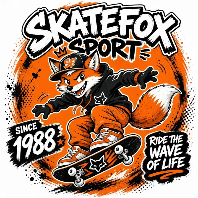 Retro Skater Fox Streetwear Mascot Logo