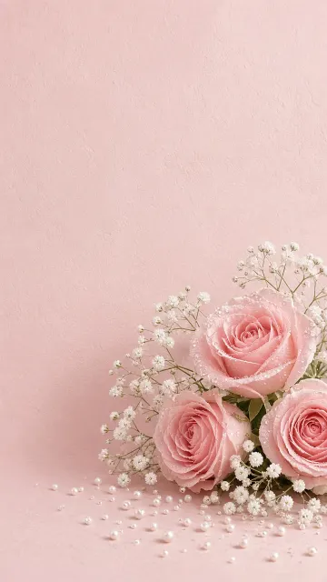 Pastel Pink Roses and Baby's Breath Still Life