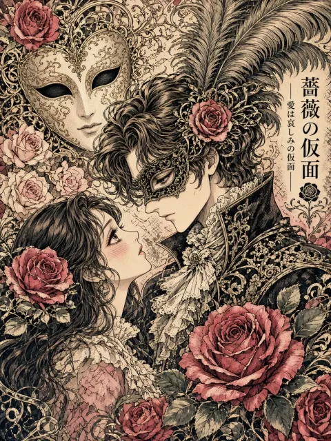 Vintage Japanese Shoujo Manga Rose Illustration