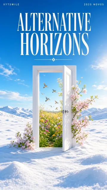 Concept Art image example: White Monolith Door Summer Horizon Concept Art