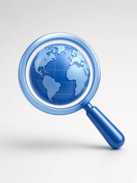 Glossy image example: 3D Blue Global Search Browser App Icon