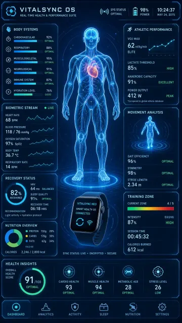 Slide Template image example: Futuristic Tech Human Body Data Visualization