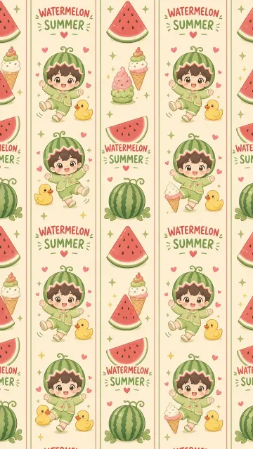 Summer Watermelon Cute Cartoon Pattern Wallpaper