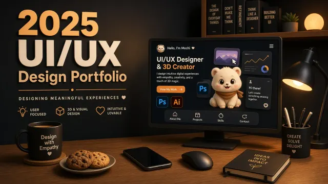 Workspace image example: Cozy Creative Desk UI Design Portfolio Cover