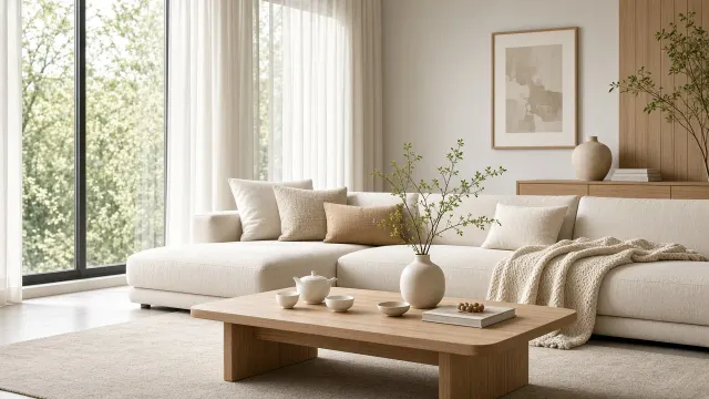 Warm Modern Minimalist Living Room Commercial Photography