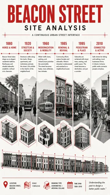 Site Analysis image example: Beacon Street Architectural Site Analysis Collage