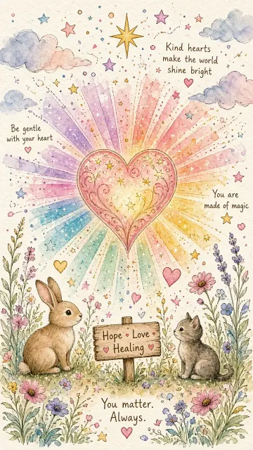 Ink and Watercolor Radiant Heart Children's Poster
