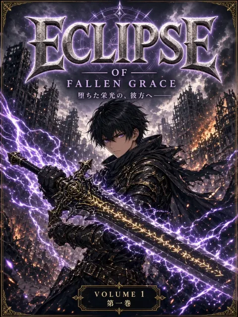 Urban Ruins image example: Fantasy Novel Cover of Sword-Wielding Young Warrior
