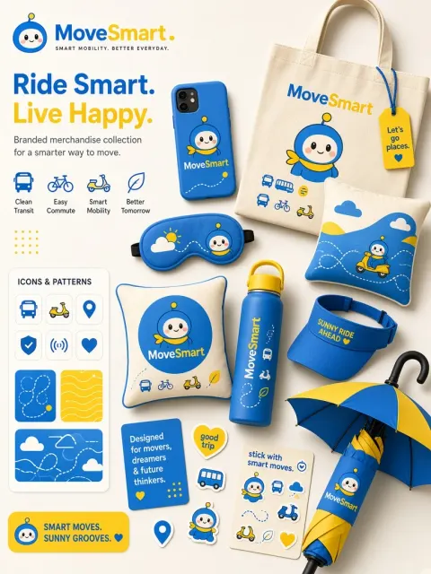 Tech Aesthetic image example: Smart Transit Mascot Merchandise Collection