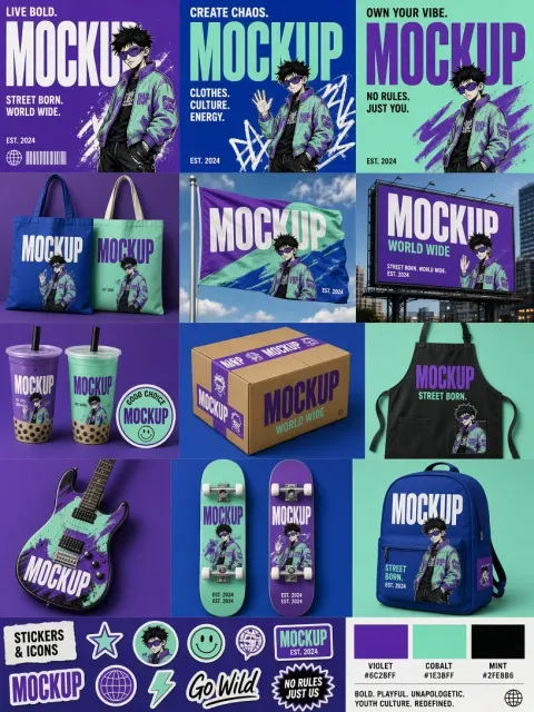 Trendy Brand Visual Identity Collage Mockup