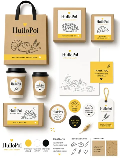 Minimalist Trendy Bakery Brand VI Identity Mockup