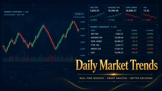 Tech Aesthetics image example: Deep Blue High-Tech Stock Market Candlestick Poster