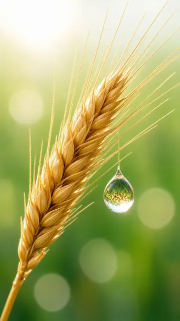 Golden Hour image example: Minimalist Macro Ripe Wheat Ear and Dewdrop Poster