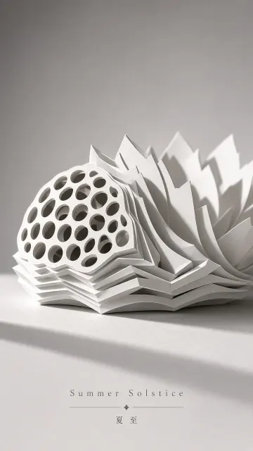 Layered Papercut Lotus Seed Pod Installation Poster