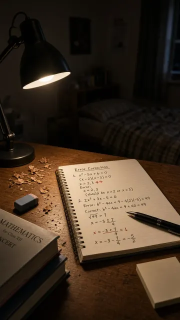 Late Night Study Desk Lamp and Error Notebook Photography