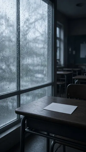 Glass Reflection image example: Rainy Exam Room Desk Nostalgic Photography