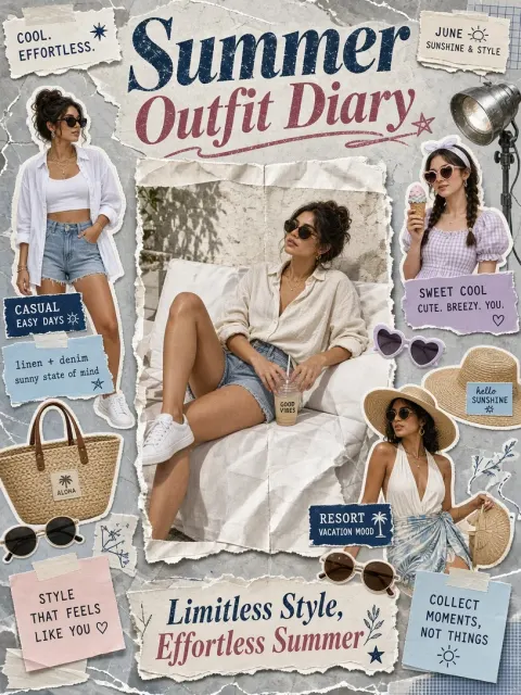 Vintage Nostalgia image example: Summer Outfit Retro Collage Y2K Poster