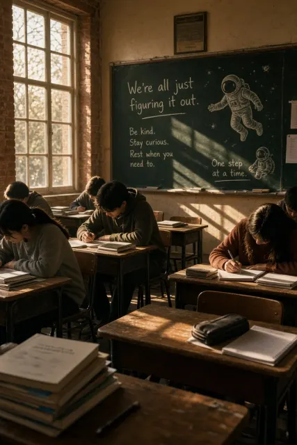 Youth Nostalgia image example: High School Classroom Golden Hour Nostalgia Photography