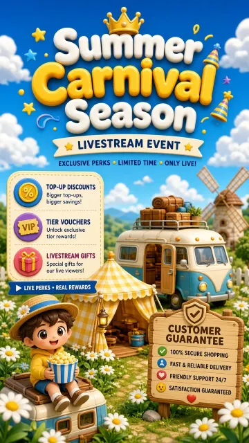 Retro Nostalgia image example: 3D Cartoon Summer Camping Livestream Promo Poster