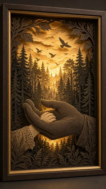 Layered Papercut Lightbox Fatherhood Art