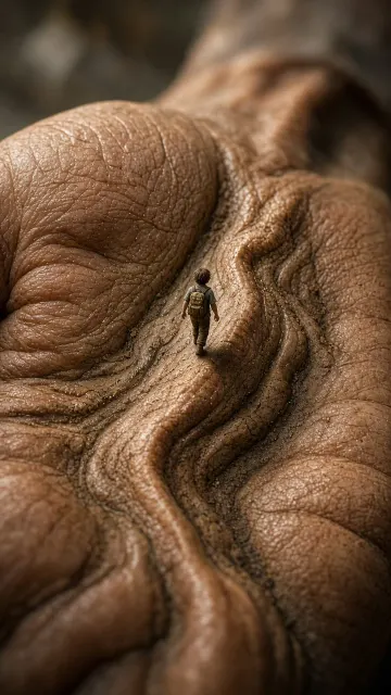 Earth Tones image example: Palm Lines Topographic Map Surreal Macro