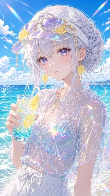 Japanese Anime Summer Beach Lemon Girl Illustration