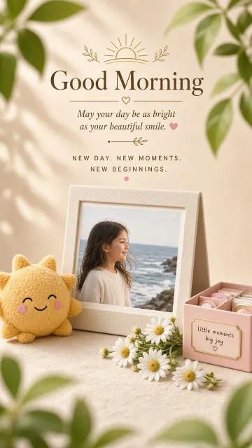 Floral Elements image example: Fresh Desk Calendar Frame Good Morning Social Poster