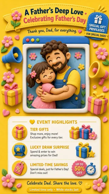Father's Day image example: 3D Clay Father's Day App Window Promo Poster