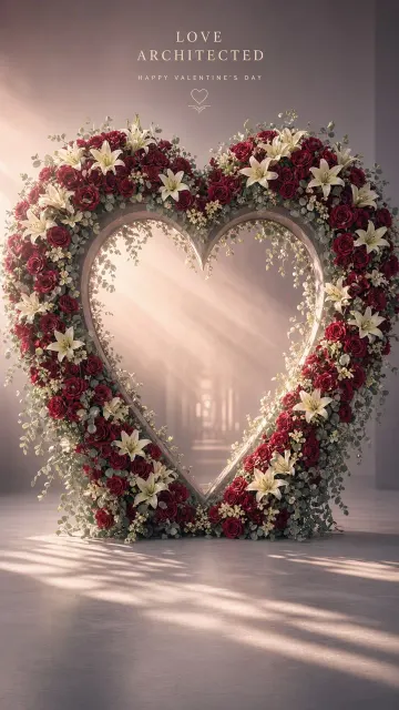 Monumental Floral Heart Arch Conceptual Poster