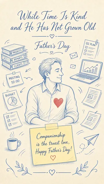 Line Sketch image example: Minimalist Sketch Silhouette Father's Day Poster