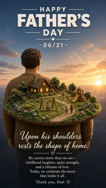 Plants and Flowers image example: 3D Miniature World on Father's Shoulder Poster