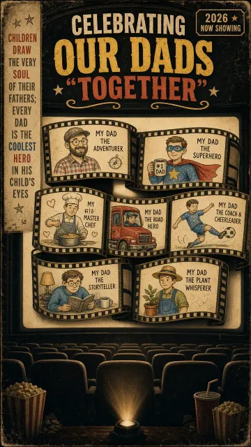 Anime Manga image example: Retro Film Reel Cinema Father's Day Poster