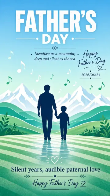 Geometric image example: Minimalist Vector Father and Son Silhouette Poster