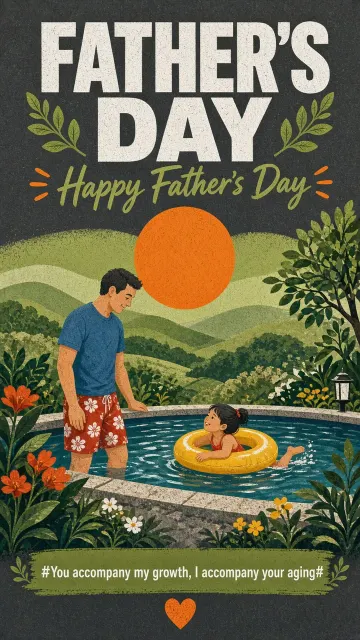 Summer Vibe image example: Textured Poolside Father's Day Illustration Poster