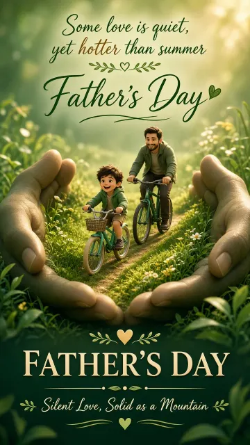 Father's Day image example: Whimsical Father and Son Cycling Father's Day Poster