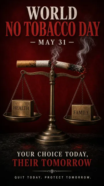 Photorealistic 3D Balance Scale Tobacco Awareness Poster