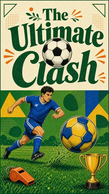 Grain Texture image example: Textured Flat Illustration Soccer Showdown Poster